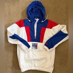 New York Rangers STARTER Blue and Red Windbreaker Jacket